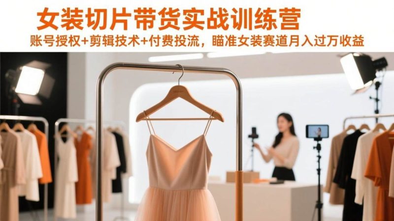 女装切片带货实战训练营,账号授权+剪辑技术+付费投流,瞄准女装赛道月入过万收益|云雀资源分享