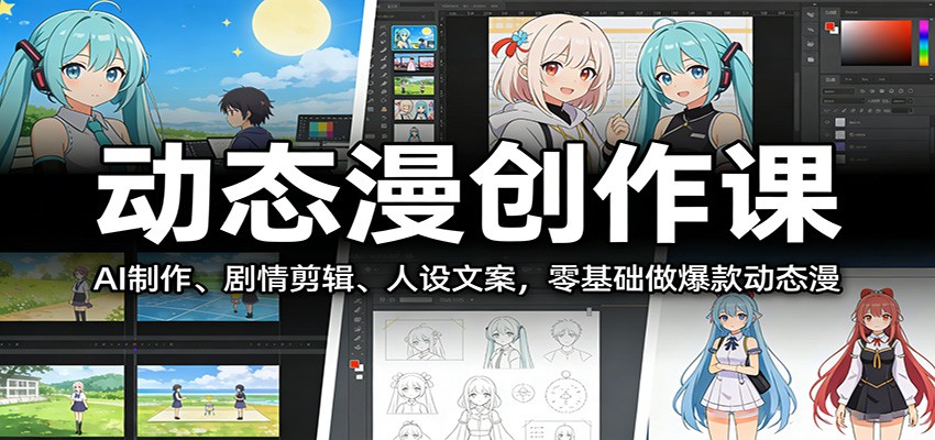 动态漫创作课：AI制作、剧情剪辑、人设文案，零基础做爆款动态漫|云雀资源分享