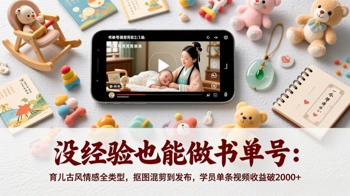 没经验也能做书单号:育儿古风情感全类型,抠图混剪到发布,学员单条视频收益破2000+|云雀资源分享