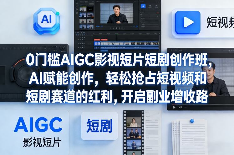 0门槛AIGC影视短片短剧创作班，AI赋能创作，轻松抢占短视频和短剧赛道的红利，开启副业增收路|云雀资源分享