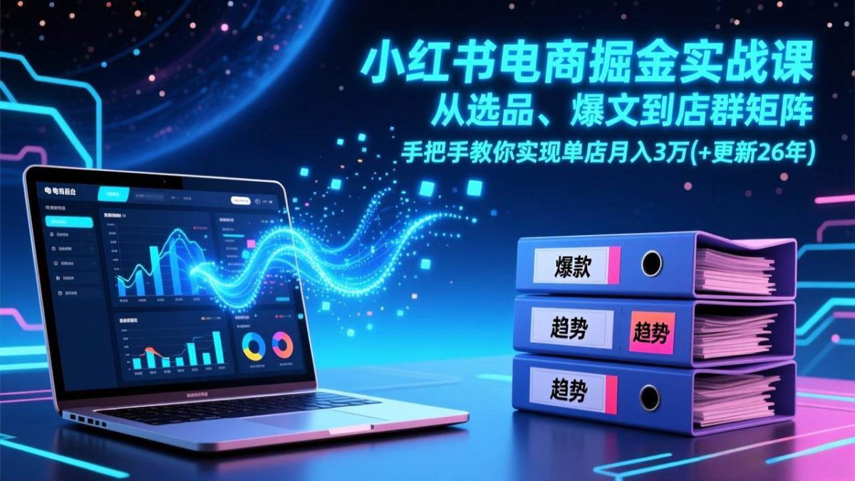 图片[1]-小红书电商掘金实战课，从选品、爆文到店群矩阵，手把手教你实现单店月入3万+(更新26年)