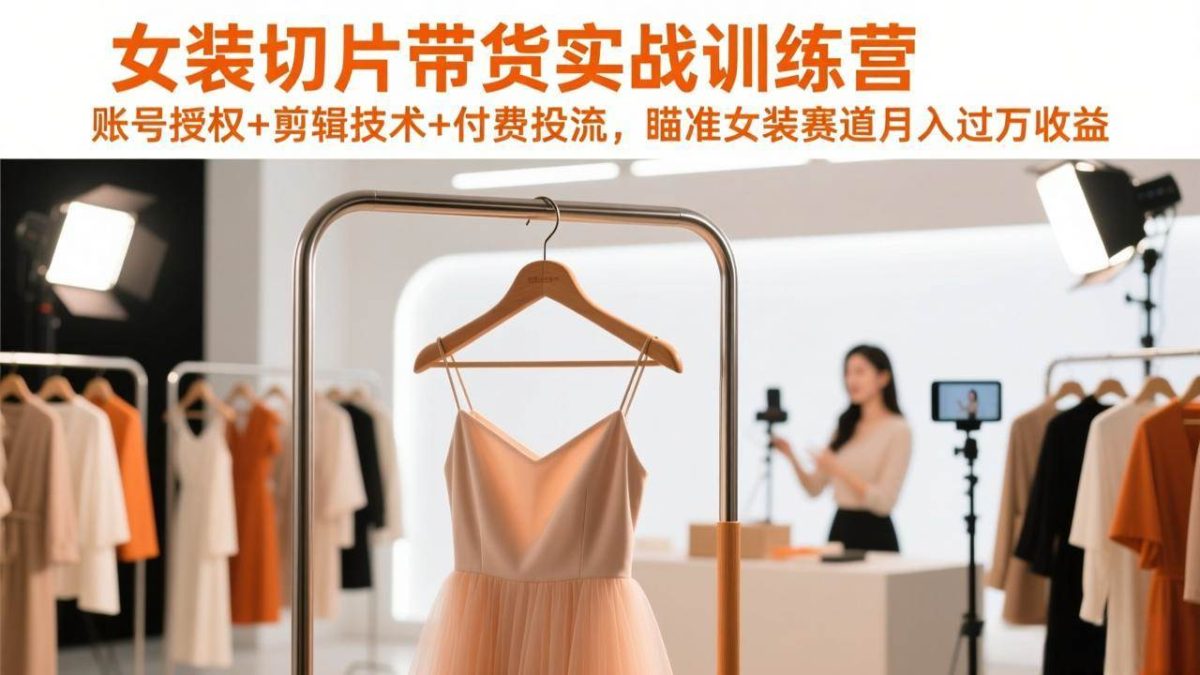图片[1]-女装切片带货实战训练营，账号授权+剪辑技术+付费投流，瞄准女装赛道月入过万收益
