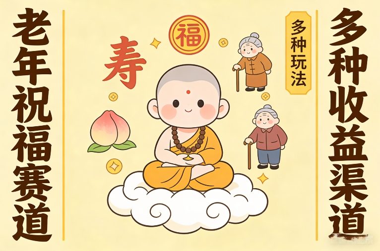 老年祝福赛道，漫画+小佛陀，多种玩法+多种收益渠道【附详细教程】