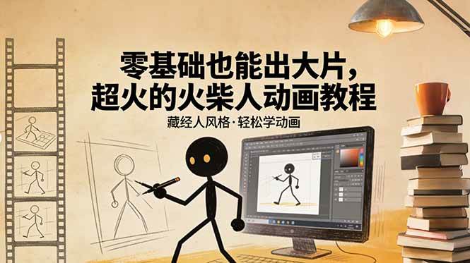图片[1]-零基础也能出大片，超火的火柴人动画教程（藏经人风格）