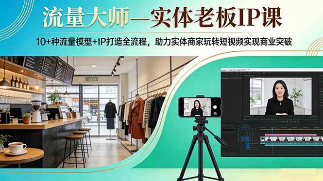 流量大师—实体老板IP课：10+种流量模型+IP打造全流程，助力实体商家玩转短视频实现商业突破|云雀资源分享