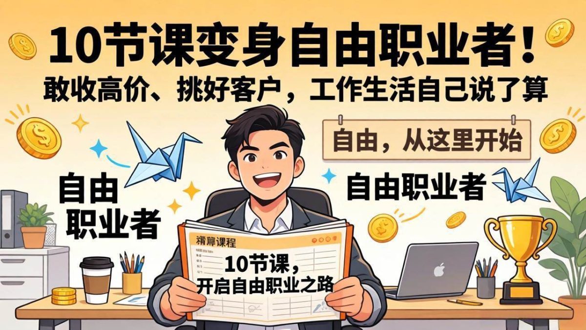 10 节课变身自由职业者!敢收高价、挑好客户,工作生活自己说了算|云雀资源分享