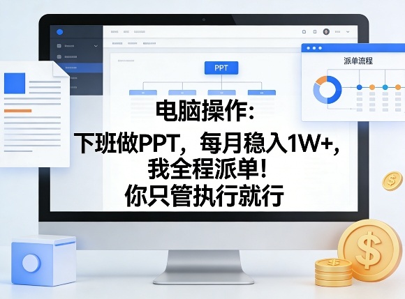 电脑操作：下班做PPT，每月稳入1W+，我全程派单！你只管执行就行【揭秘】|云雀资源分享