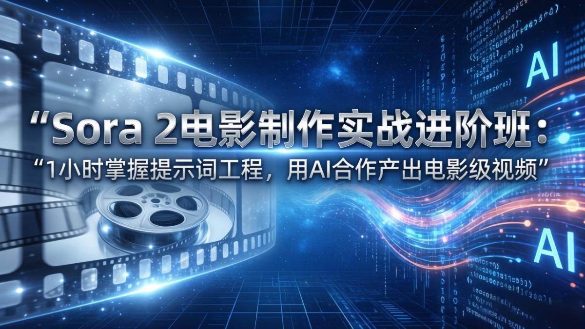 Sora 2电影制作实战进阶班:1小时掌握提示词工程,用AI合作产出电影级视频|云雀资源分享
