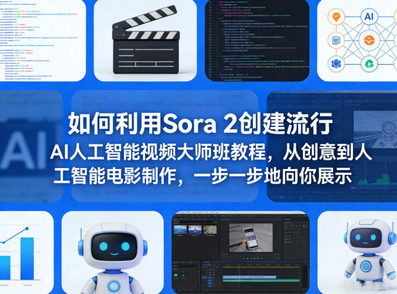 如何利用Sora 2创建流行AI人工智能视频大师班教程,从创意到人工智能电影制作,一步一步地向你展示|云雀资源分享