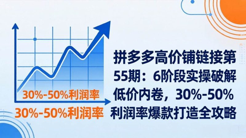 拼多多高价铺链接第55期：6阶段实操破解低价内卷，30%-50%利润率爆款打造全攻略|云雀资源分享