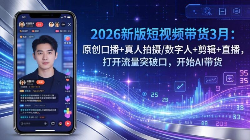 2026新版短视频带货3月：原创口播+真人拍摄/数字人+剪辑+直播，打开流量突破口，开始AI带货|云雀资源分享