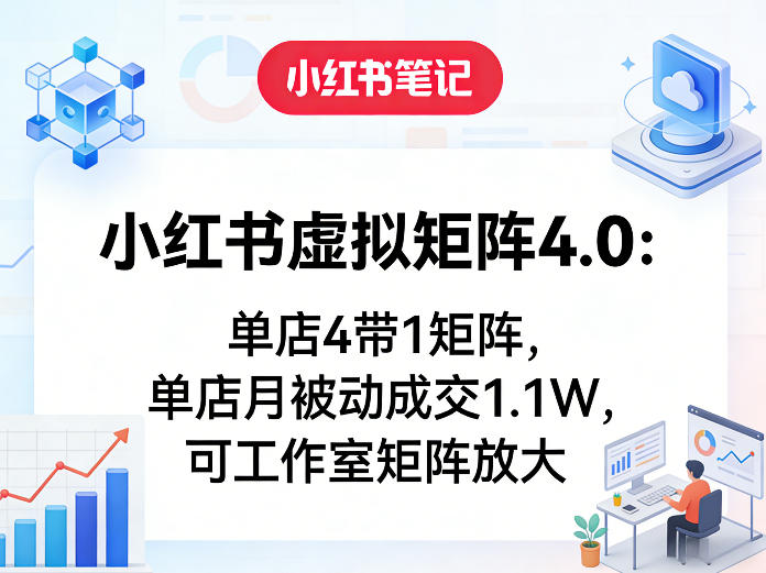 小红书虚拟矩阵4.0：单店4带1矩阵，单店月被动成交1.1W，可工作室矩阵放大|云雀资源分享