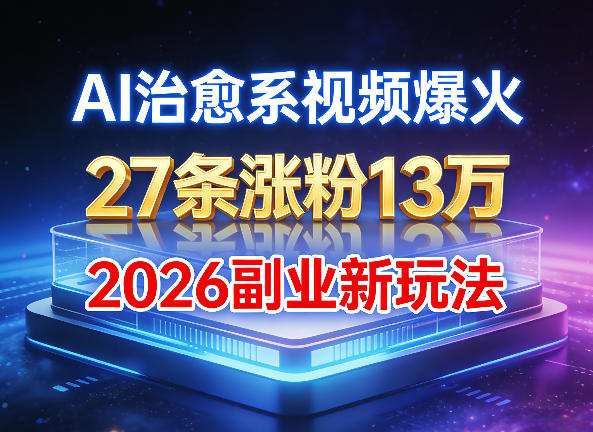 AI治愈系视频爆火，27条涨粉13W，2026新手副业新玩法|云雀资源分享