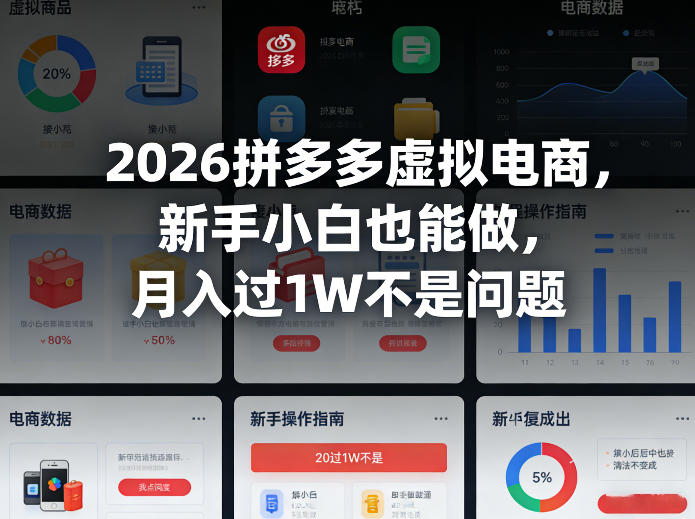 2026拼多多虚拟电商，新手小白也能做，月入过1W不是问题|云雀资源分享