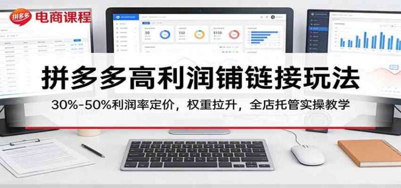 拼多多高利润铺链接玩法:30%–50%利润率定价,权重拉升,全店托管实操教学|云雀资源分享