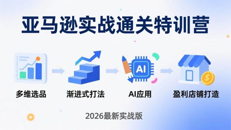 亚马逊实战通关特训营:2026年3月更新,多维选品+渐进式打法+AI应用,从0到1打造盈利店铺|云雀资源分享