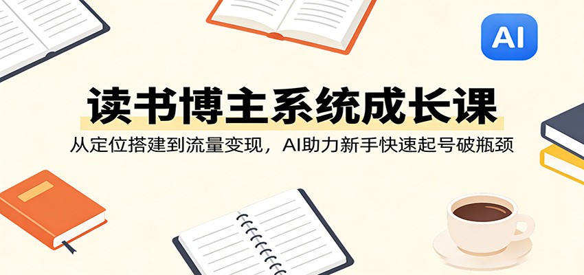 读书博主系统成长课:从定位搭建到流量变现,AI助力新手快速起号破瓶颈|云雀资源分享