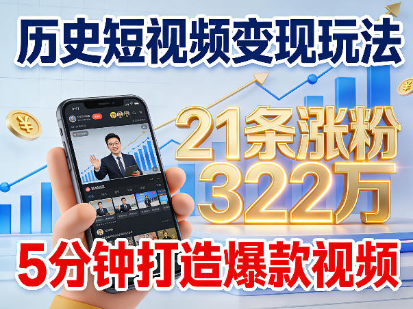 历史短视频变现玩法，不露脸出镜，5分钟打造爆款视频|云雀资源分享