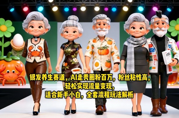 银发养生赛道，AI走秀圈粉百万，粉丝粘性高，轻松实现流量变现，适合新手小白，全套流程玩法解析|云雀资源分享