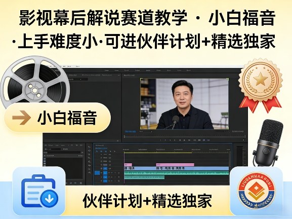 某大佬的影视幕后解说赛道教学，小白福音，上手难度小，可进伙伴计划+精选独家|云雀资源分享