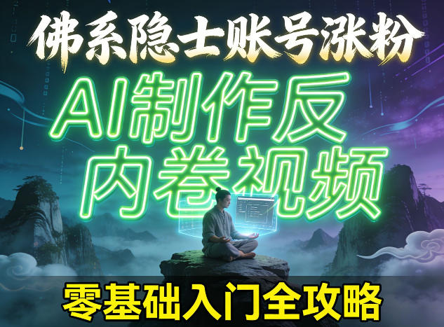 佛系隐士账号涨粉，AI制作反内卷视频，零基础入门全攻略|云雀资源分享