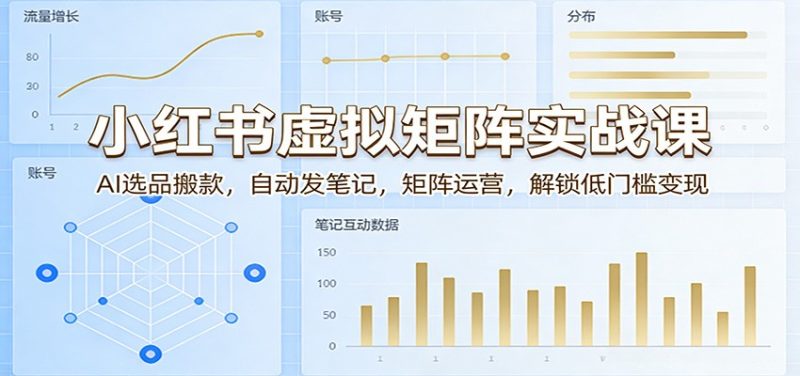 小红书虚拟矩阵实战课：AI选品搬款，自动发笔记，矩阵运营，解锁低门槛变现|云雀资源分享