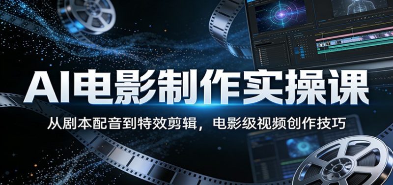 AI电影制作实操课：从剧本配音到特效剪辑，电影级视频创作技巧|云雀资源分享