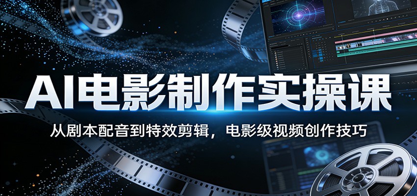 AI电影制作实操课：从剧本配音到特效剪辑，电影级视频创作技巧|云雀资源分享