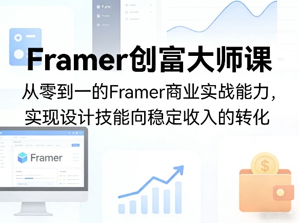 Framer创富大师课，从零到一的Framer商业实战能力，实现设计技能向稳定收入的转化|云雀资源分享