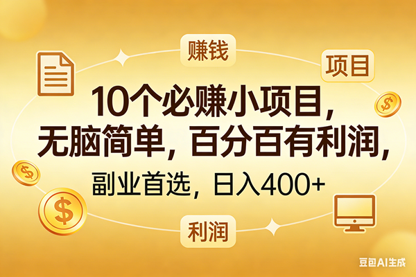 10个必赚的小项目,百分百有利润,无脑简单,副业首选,日入400+|云雀资源分享