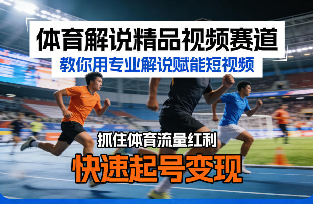 体育解说精品视频赛道，教你用专业解说赋能短视频，抓住体育流量红利，快速起号变现|云雀资源分享