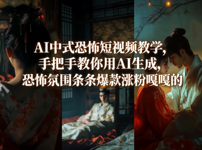 AI中式恐怖短视频教学，手把手教你用AI生成，恐怖氛围条条爆款涨粉嘎嘎的|云雀资源分享