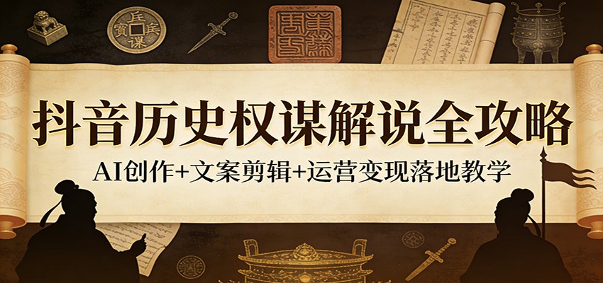抖音历史权谋解说全攻略：AI创作+文案剪辑+运营变现落地教学|云雀资源分享