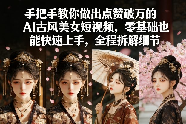 手把手教你做出点赞破万的AI古风美女短视频，零基础也能快速上手，全程拆解细节|云雀资源分享