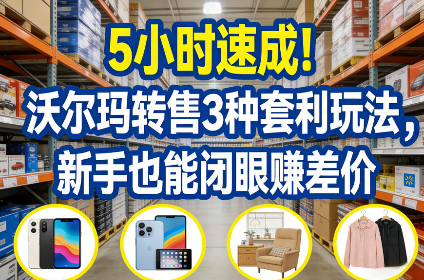 5小时速成！沃尔玛转售3种套利玩法，新手也能闭眼賺差价|云雀资源分享