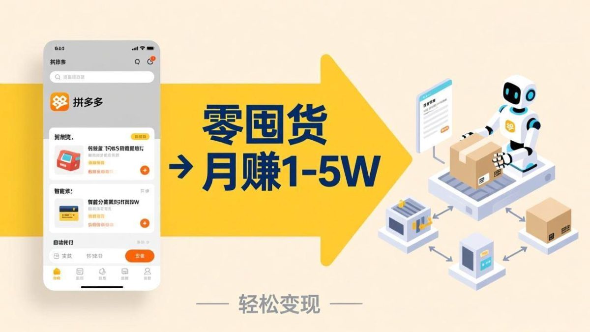 不用囤货不用跑单！拼多多虚拟玩法，机器人管理发货和客服，帮你月赚 1-5W|云雀资源分享