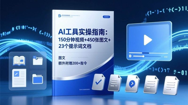 AI工具实操指南：150分钟视频+450张图文+23个提示词文档，额外附赠200+指令|云雀资源分享