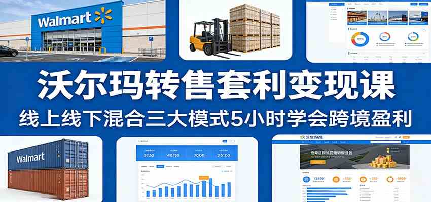 沃尔玛转售套利变现课：线上线下混合三大模式5小时学会跨境盈利|云雀资源分享