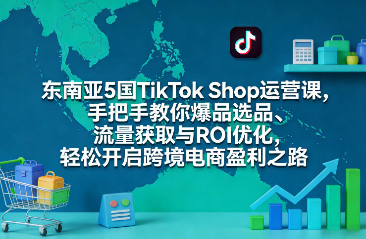 东南亚5国TikTok Shop运营课,手把手教你爆品选品、流量获取与ROI优化,轻松开启跨境电商盈利之路|云雀资源分享