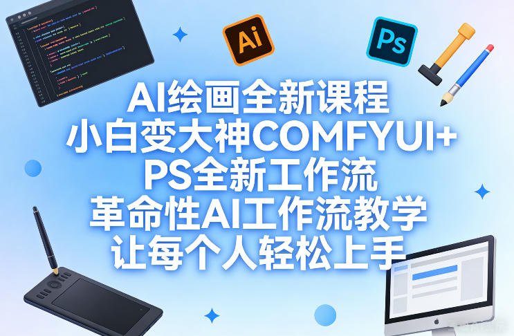 AI绘画全新课程,小白变大神COMFYUI+PS全新工作流,革命性AI工作流教学,让每个人轻松上手|云雀资源分享