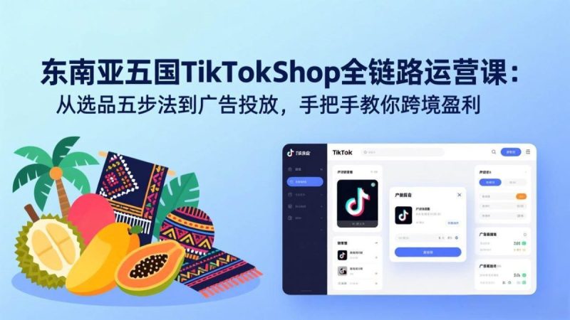 东南亚五国TikTok Shop全链路运营课:从选品五步法到广告投放,手把手教你跨境盈利|云雀资源分享