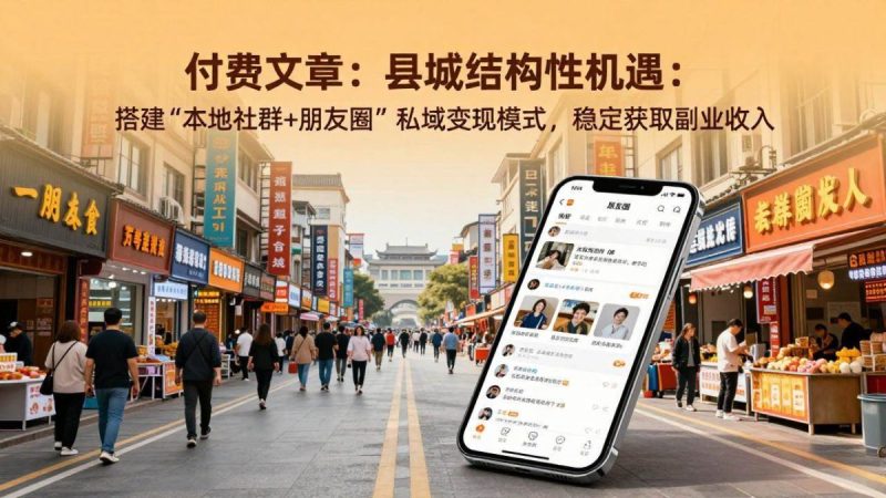 付费文章：县城结构性机遇：搭建“本地社群+朋友圈”私域变现模式，稳定获取副业收入|云雀资源分享