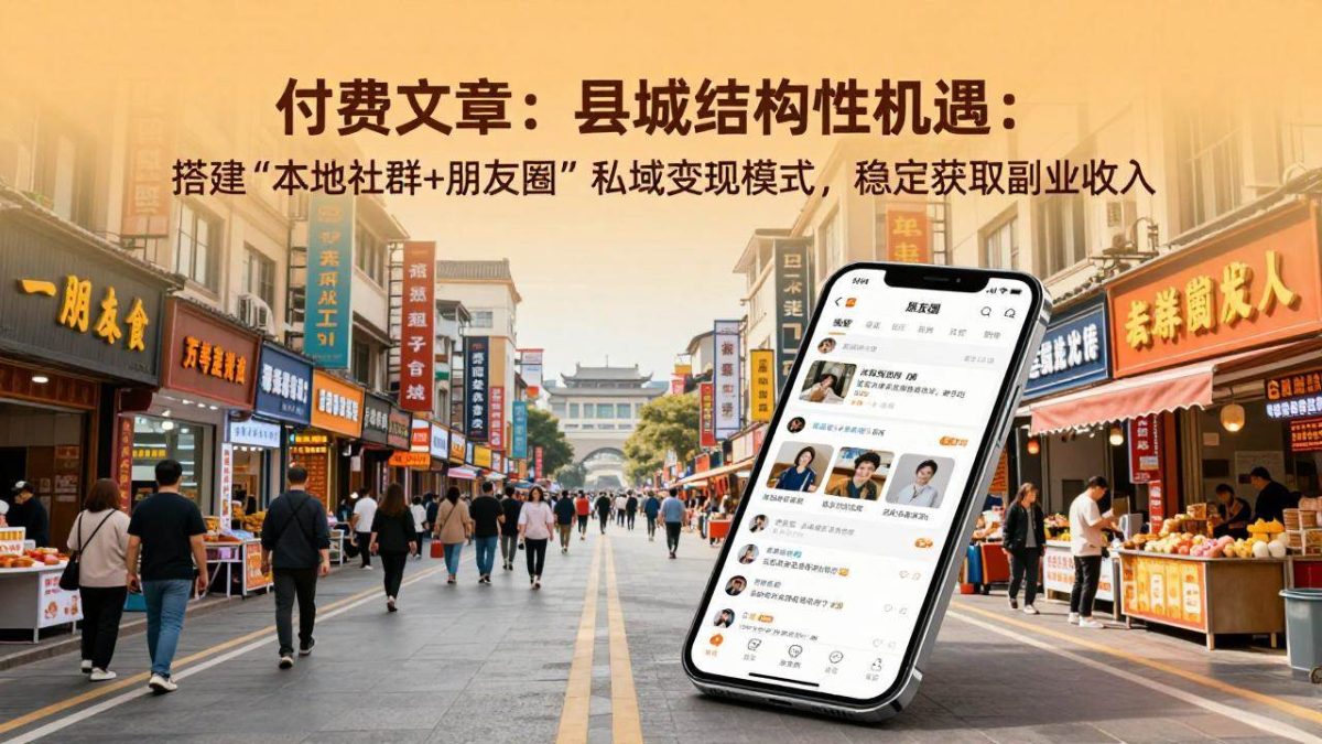 付费文章：县城结构性机遇：搭建“本地社群+朋友圈”私域变现模式，稳定获取副业收入|云雀资源分享