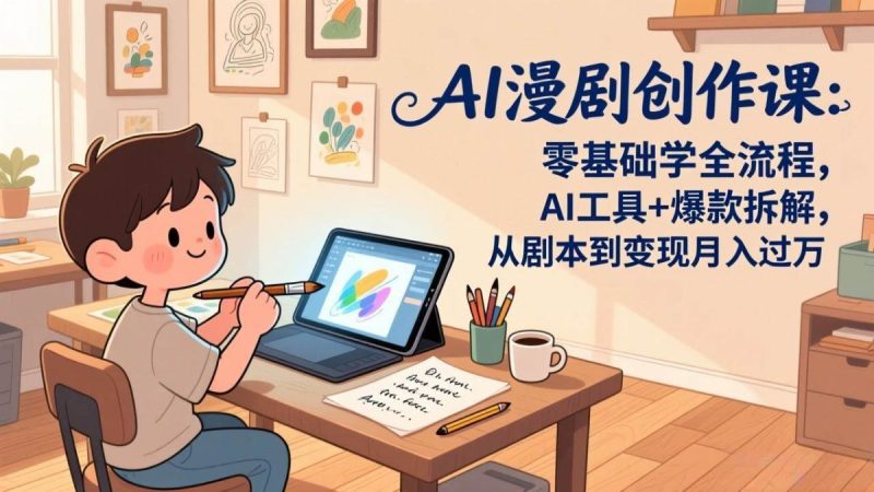 AI漫剧创作课：零基础学全流程，AI工具+爆款拆解，从剧本到变现月入过万|云雀资源分享