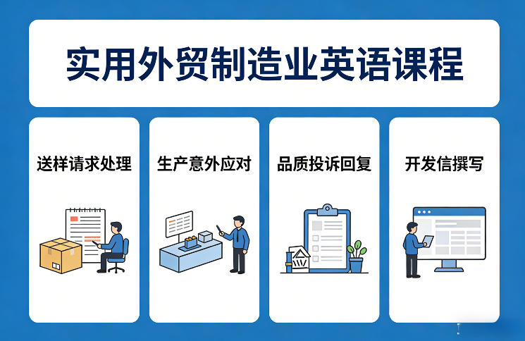 实用外贸制造业英语课程，教你专业处理送样请求、应对生产意外、回复品质投诉、撰写开发信等|云雀资源分享