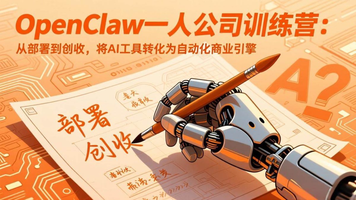 OpenClaw一人公司训练营：从部署到创收，将AI工具转化为自动化商业引擎|云雀资源分享