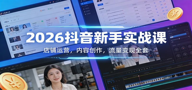 2026抖音新手实战课：店铺运营，内容创作，流量变现全套|云雀资源分享