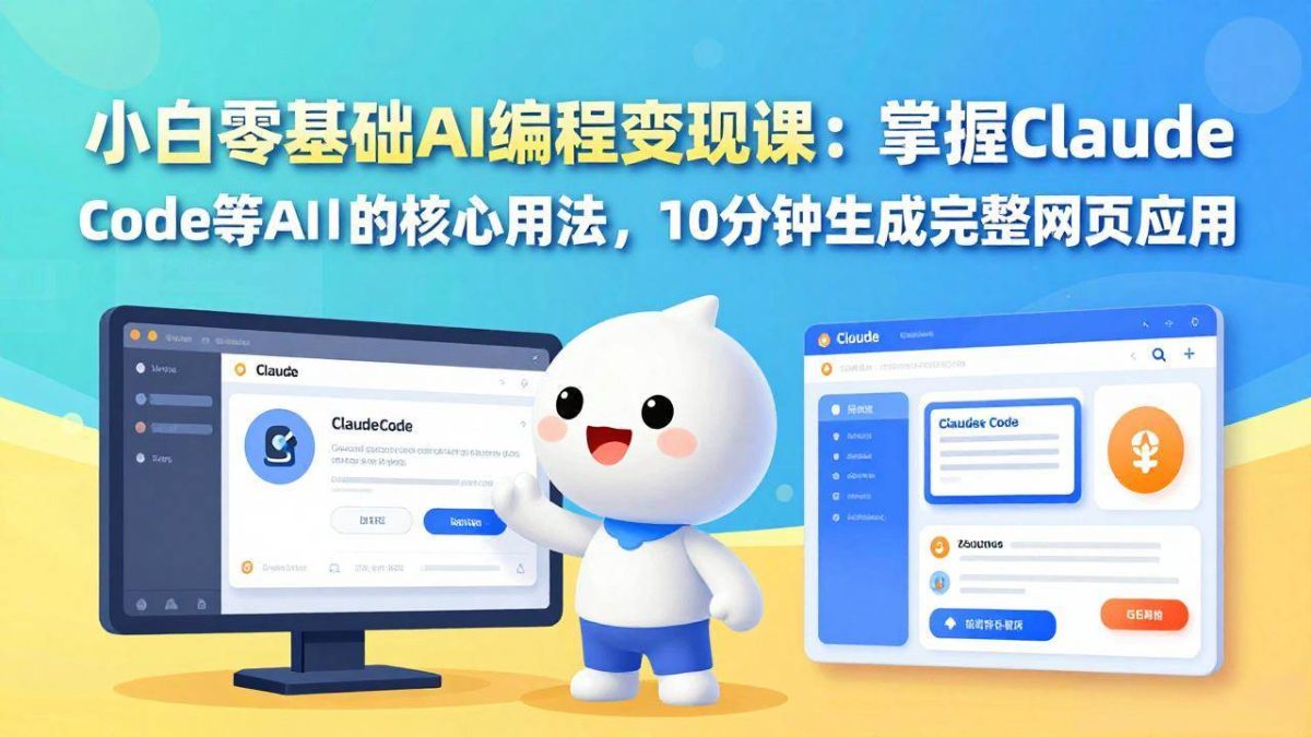 小白零基础AI编程变现课:掌握Claude Code等AI工具的核心用法,10分钟生成完整网页应用|云雀资源分享