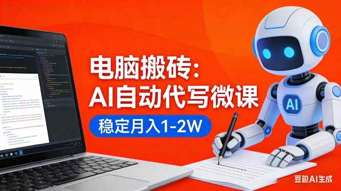 电脑搬砖:AI自动代写微课,稳定月入1-2W,提供接单渠道,0门槛小白可做!|云雀资源分享