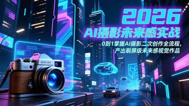 2026 AI摄影未来感实战:0到1掌握AI摄影二次创作全流程,产出刷屏级未来感视觉作品|云雀资源分享